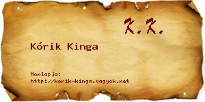 Kórik Kinga névjegykártya